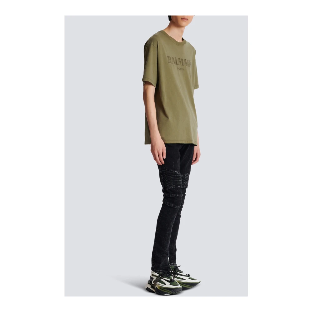 Balmain Vintage geborduurd T-shirt Green Heren