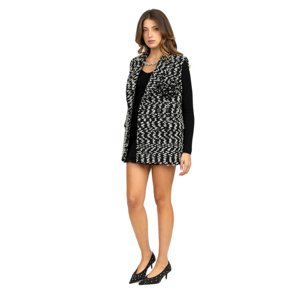 Giuseppe Di Morabito Zwart en Wit Boucle Jas Black Dames