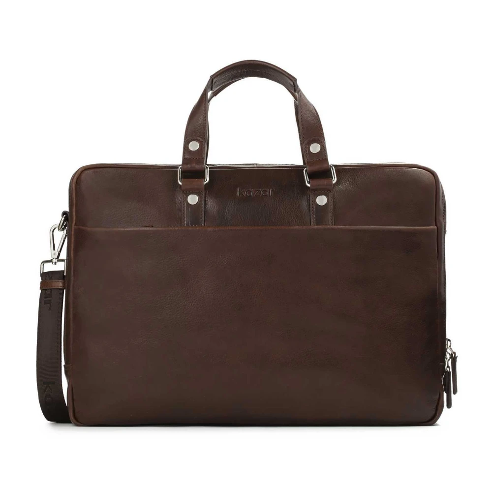 Kazar Grote bruine leren handtas met verouderd effect Brown Heren