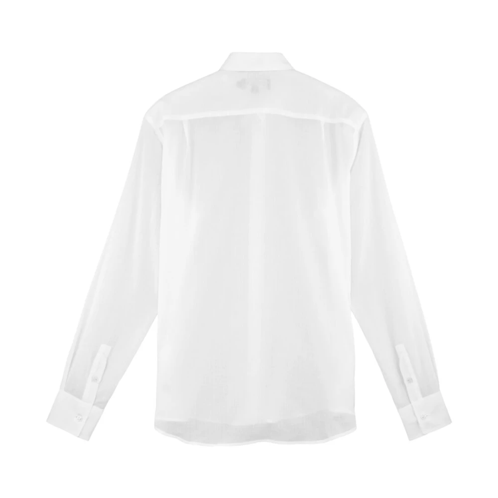 Vilebrequin Licht Solid Unisex Katoen Voile Shirt White Heren