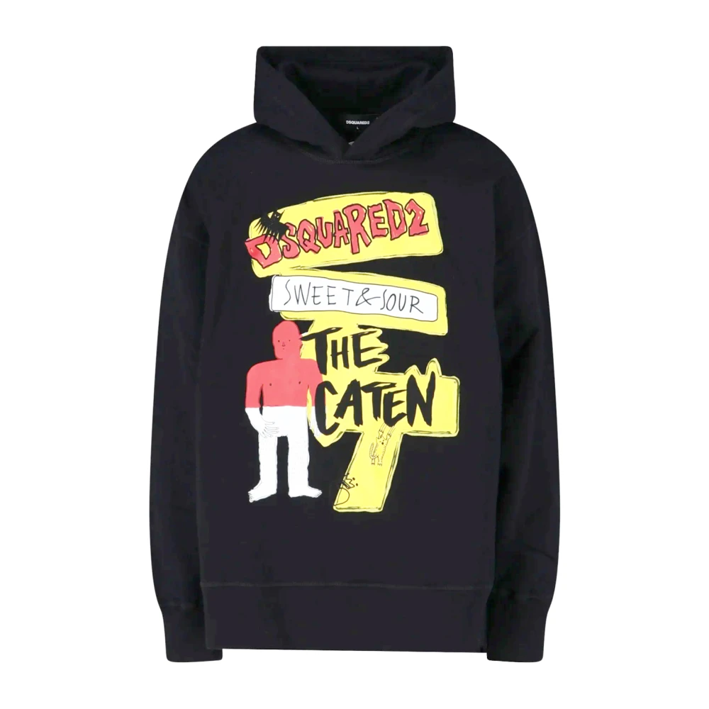 Dsquared2 Gedrukte hoodie regular fit made in Italië Black Heren