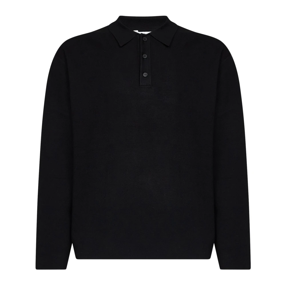 HEVO' | Black compact viscose-blend knit Mar Grande polo shirt | male | L - Image 3