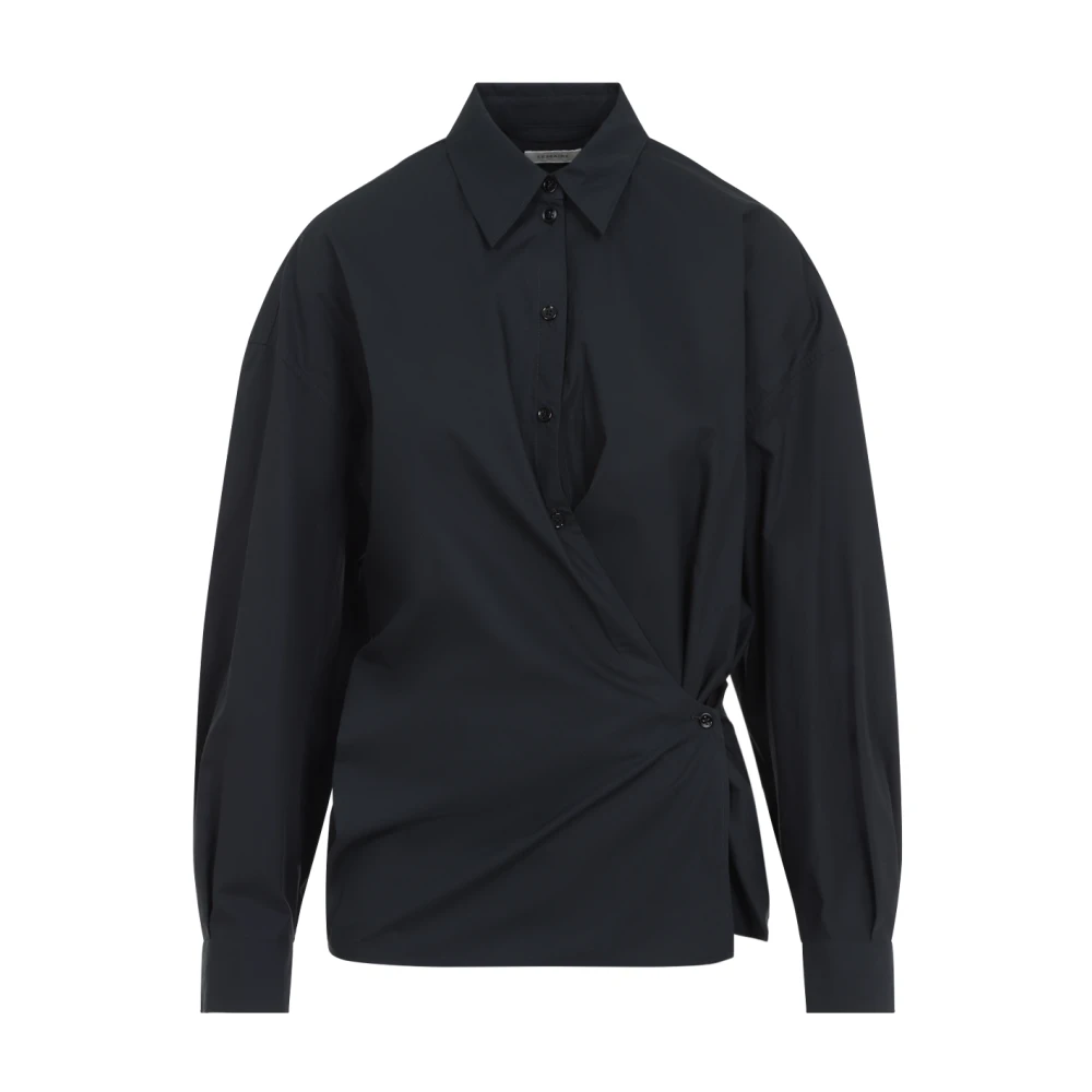 Lemaire Women's Black Blouses, Xs, Straight Collar Twisted Shirt