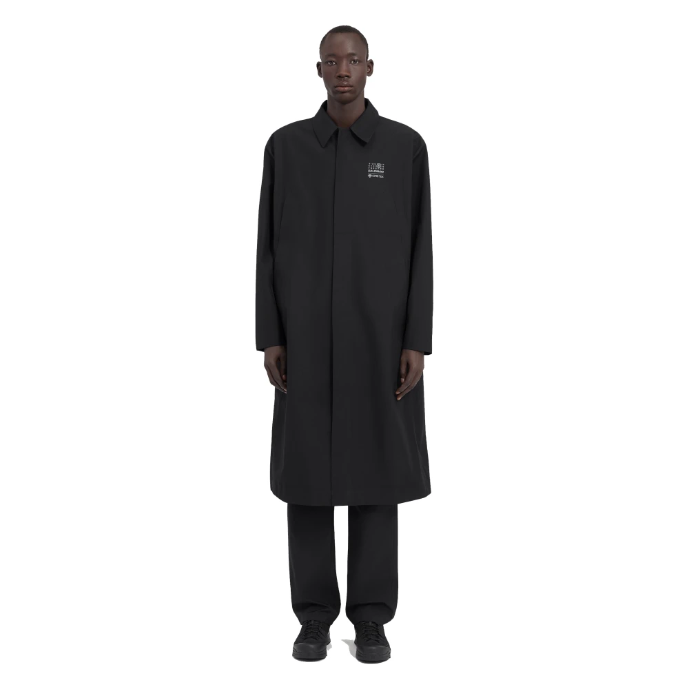 MM6 Maison Margiela Zwarte wollen trenchcoat met klassieke kraag Black Heren