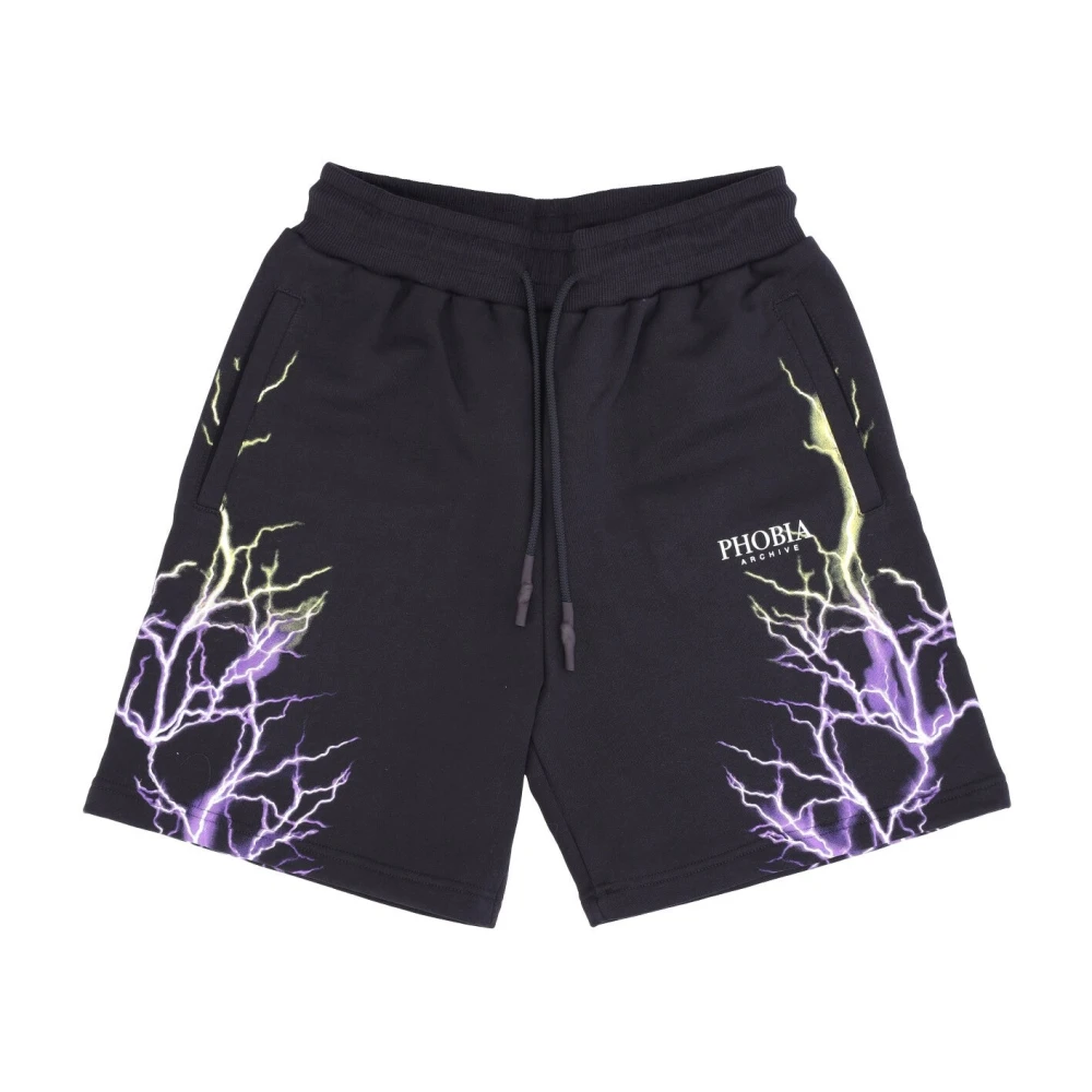 Phobia Archive Mannelijk Zwart Korte Broeken Heren, L, Katoen, Lightning Shorts