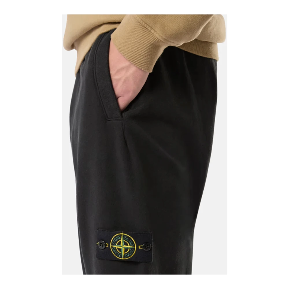 Stone Island Geborsteld katoen fleece joggingbroek Black Heren