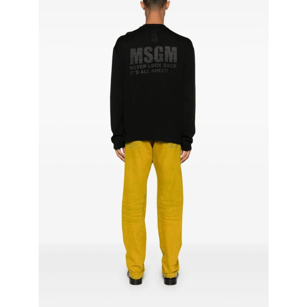 Msgm Zwarte wollen gebreide trui Aw24 Black Heren