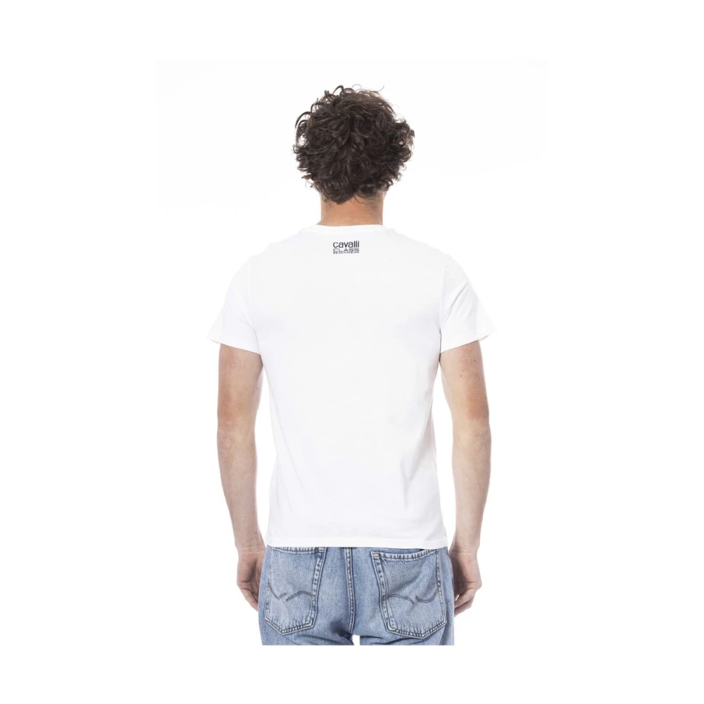Cavalli Class Logo Print Ronde Hals T-Shirt White Heren