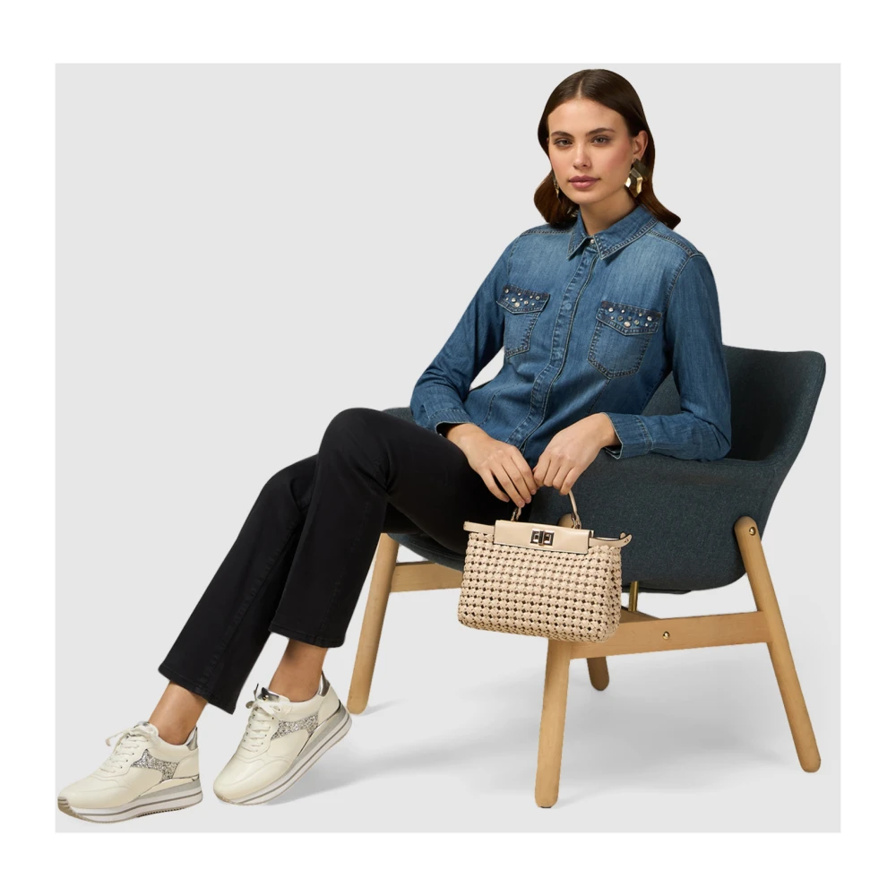 Oltre Tencel Blend Regular Fit Broek Blue Dames