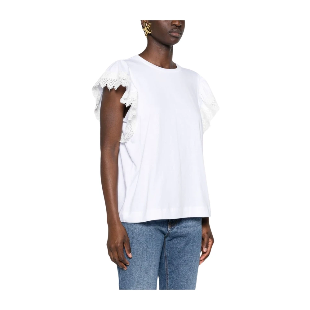 Twinset 3D Bloemen Geborduurde Top White Dames