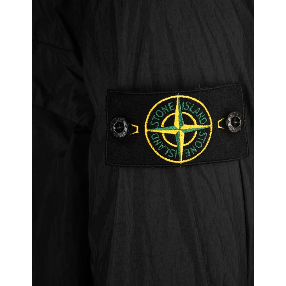 Stone Island Zwarte Nylon Hoodie Jas Black Heren