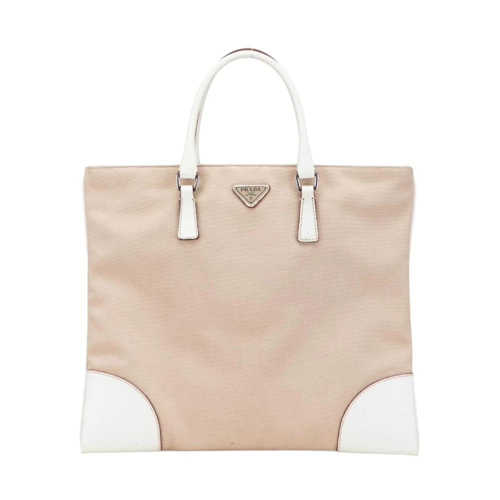 Prada Vintage Women's Brown Pre-Owned Canvas Tote Bag