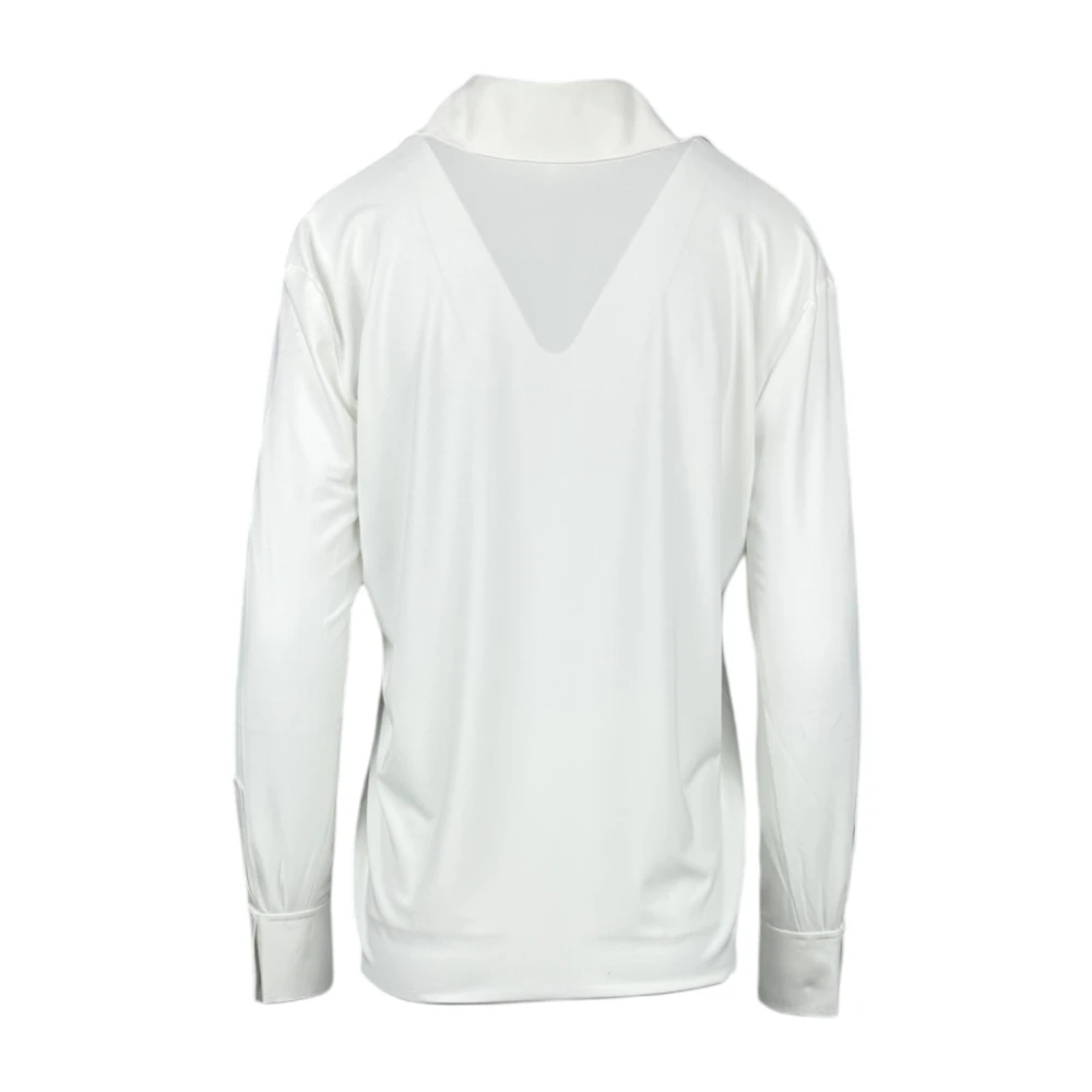 Norma Kamali Witte Polo Shirt met Splitmanchetten White Dames