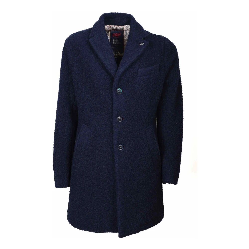 BOB Korte Blauwe Wollen Jas Blue Heren