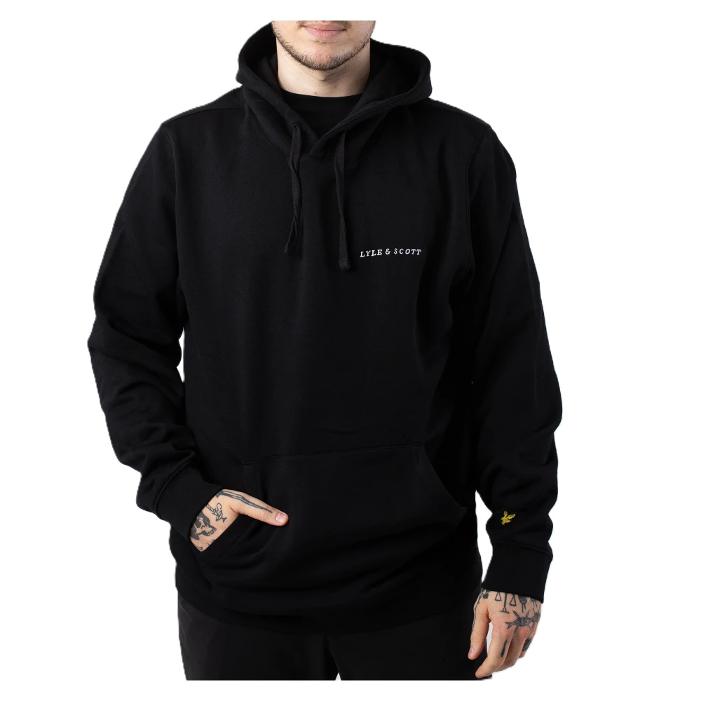 Lyle & Scott Geborduurde hoodie met trekkoord capuchon Black Heren