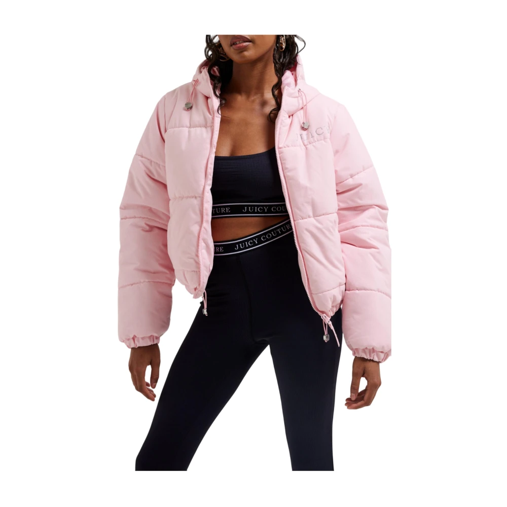 Juicy Couture Amandelbloesem gewatteerde jas met strassprint Pink Dames