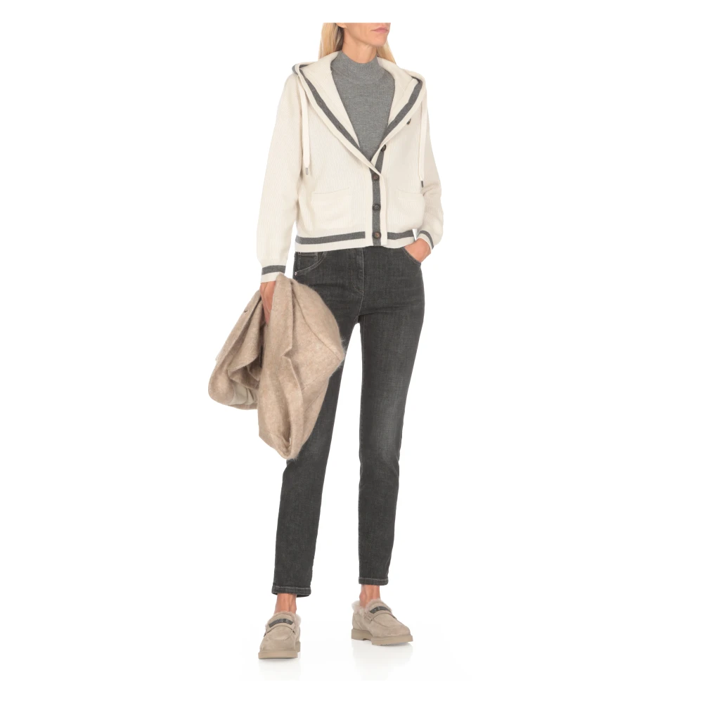 BRUNELLO CUCINELLI Grijze Kasjmier Mouwloze Top Geribbeld Lurex Gray Dames