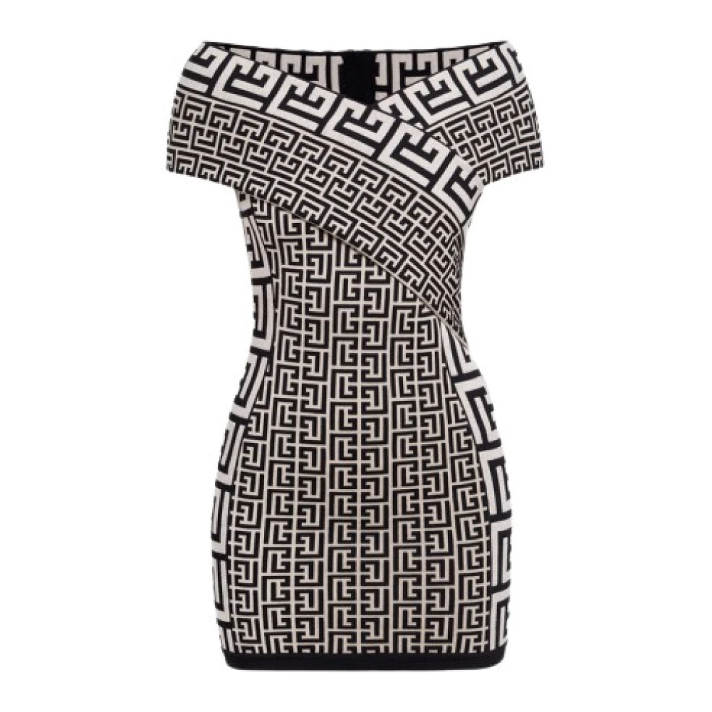 Balmain Luxe bodycon jurk met monogram ontwerp Black Dames
