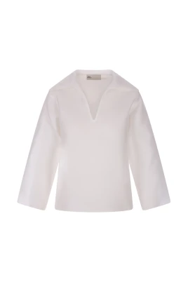 Silk Open Collar Blouse
