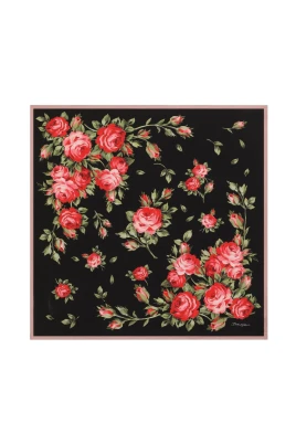 Rose Bouquet Print Silk Twill Scarf 90x90
