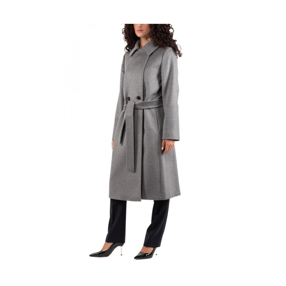 Max Mara Studio Stijlvolle Jas met Bcollag Ontwerp Gray Dames