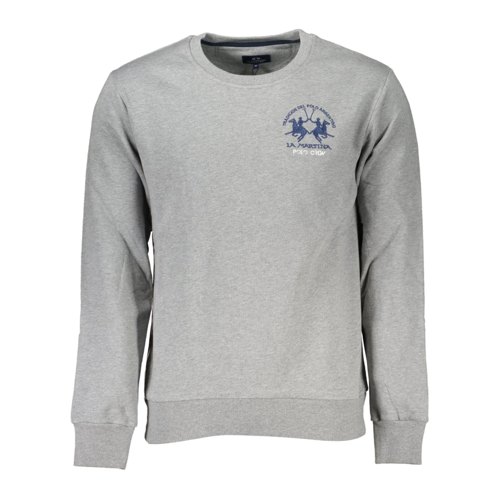 La Martina Men's Gray Long Sleeve Sweatshirt With Embroidered Logo - Sweatshirts - Xl - Sweatshirts & Hoodies