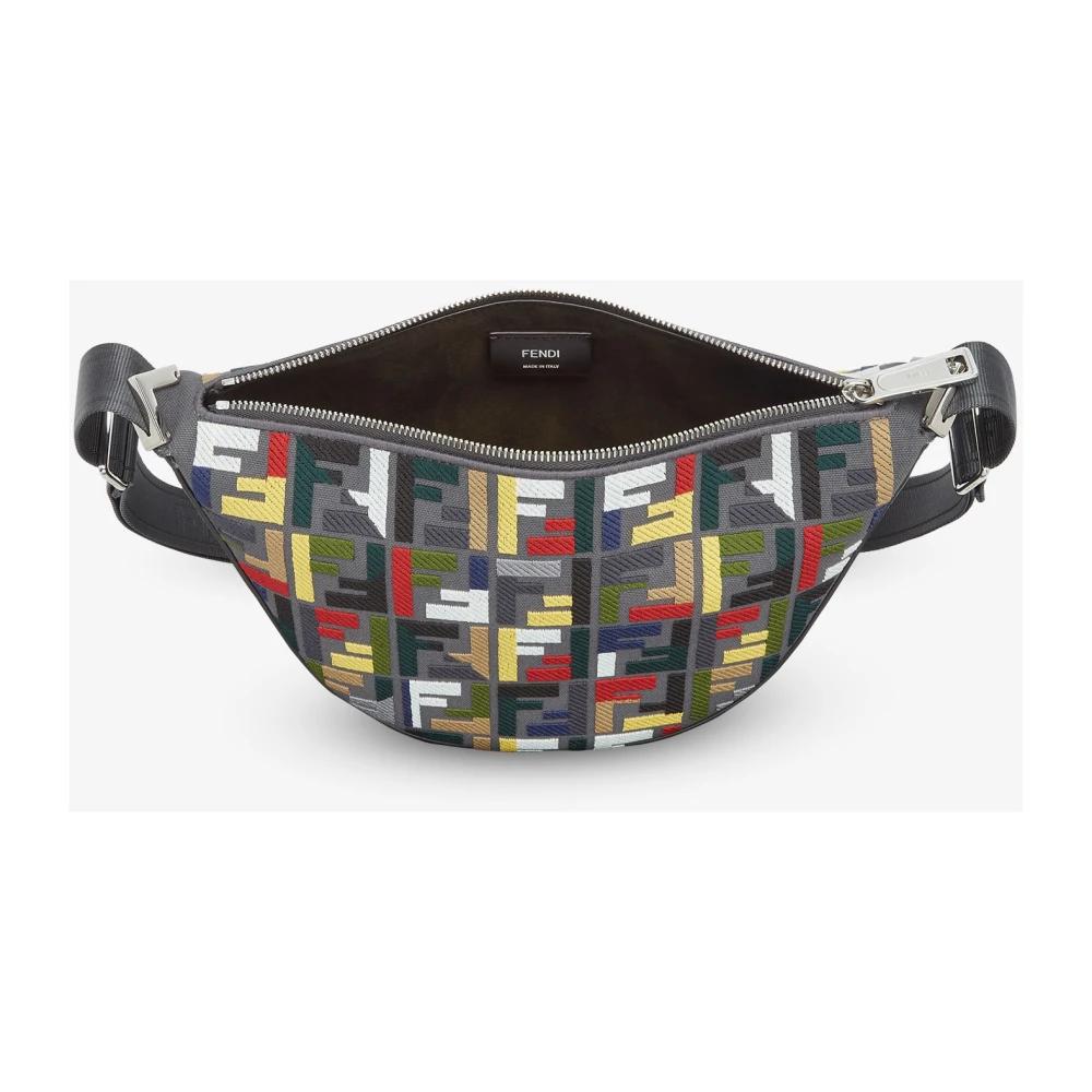 Fendi Iconische Grijze Canvas Schoudertas Multicolor Heren