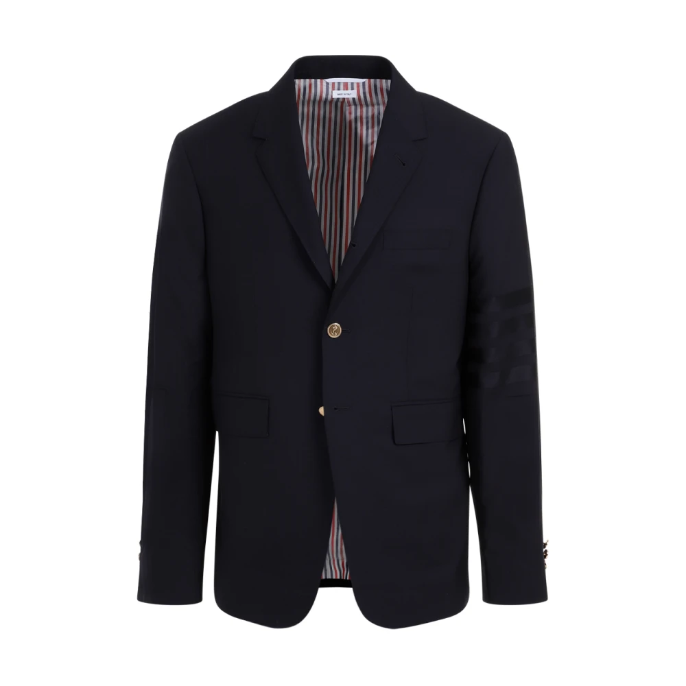 Thom Browne Blauwe Wollen Blazer met 4-Bar Strepen Blue Heren