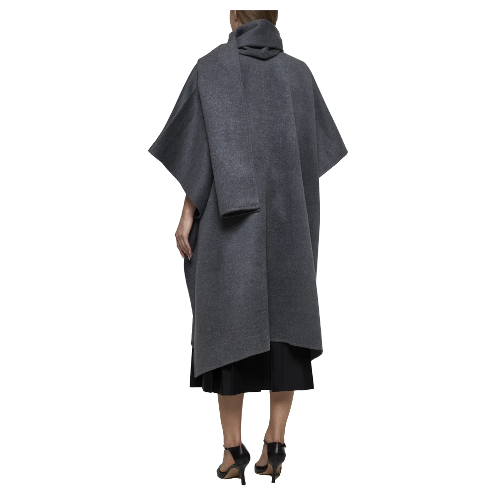TotêMe Merino Wool Poncho-Style Sweater in Grey Gray Dames