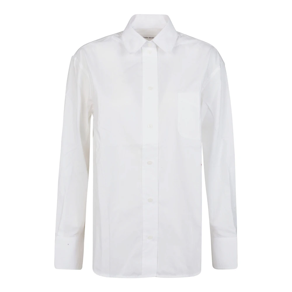 Victoria Beckham Witte Oversized Lange Mouw Shirt White Dames