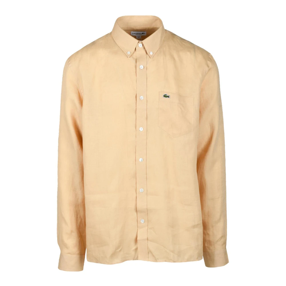 Lacoste Linnen Overhemd Beige Heren