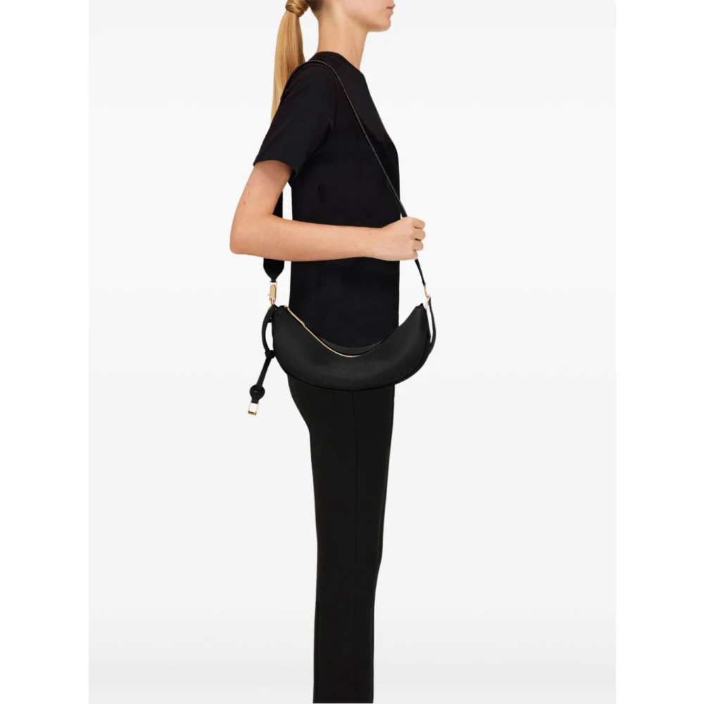 Salvatore Ferragamo Zwarte Hobo Leren Tas met Gouden Hardware Black Dames