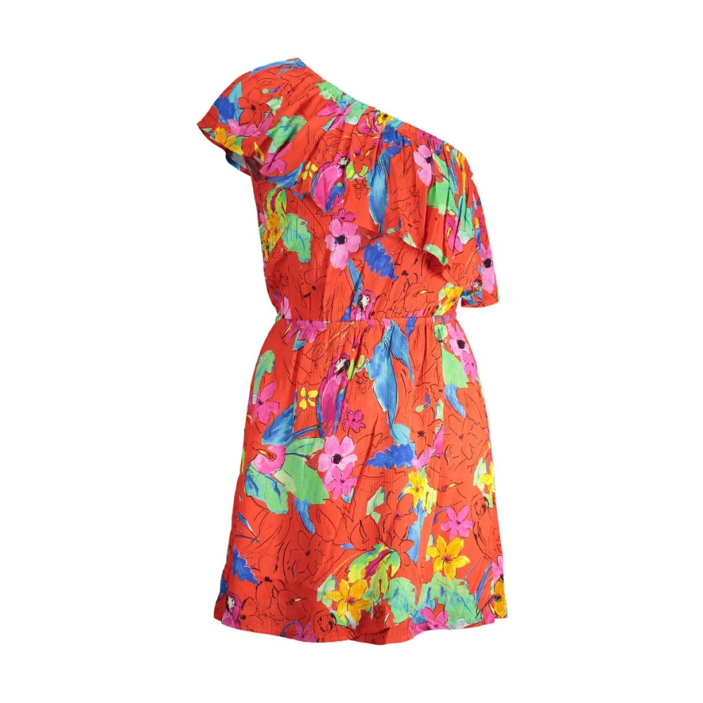 Desigual , Short Dresses, Female, Red, L, One-Shoulder Short Dress