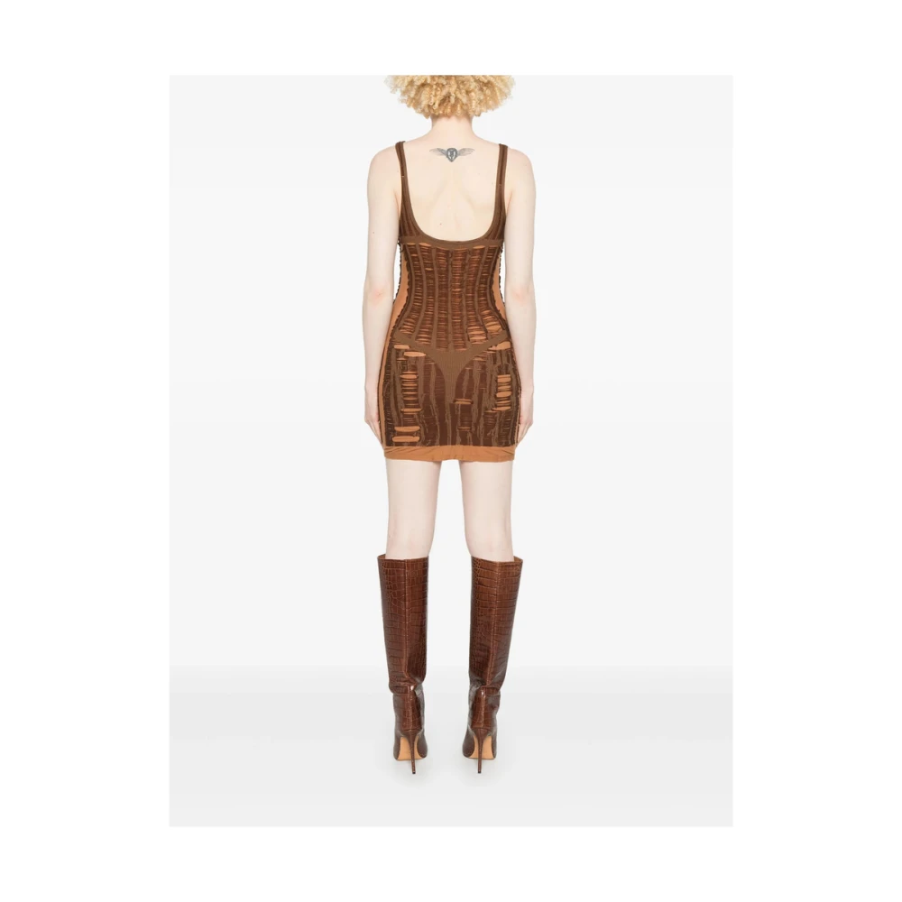 Diesel Chocoladebruine mouwloze jurk met transparante panelen Brown Dames