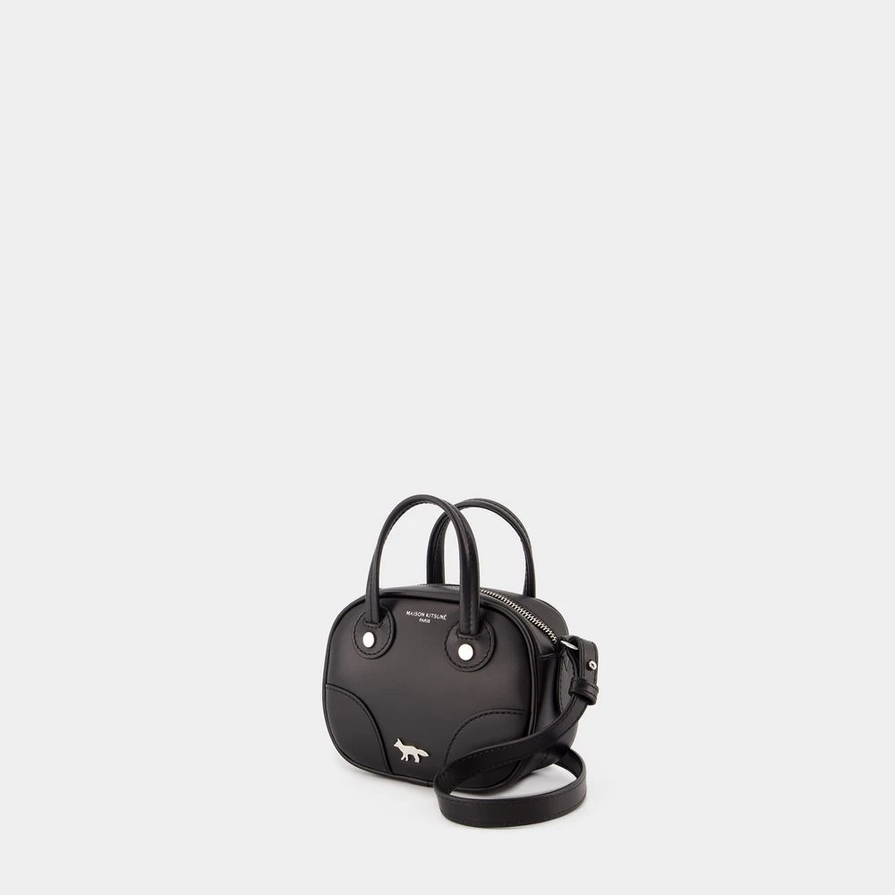 Maison Kitsuné Zwarte Leren Crossbody Tas Black Dames