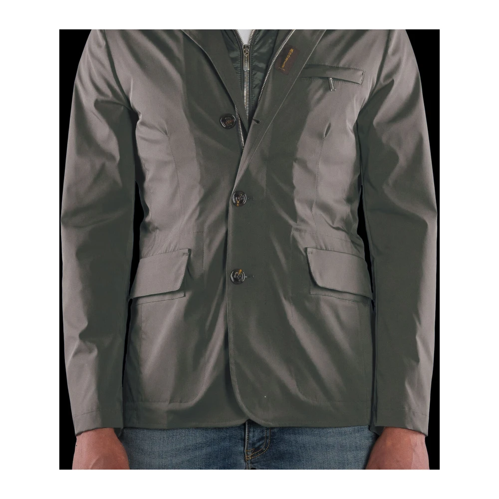Moorer Afneembare Hooded Satijnen Jas Blue Heren
