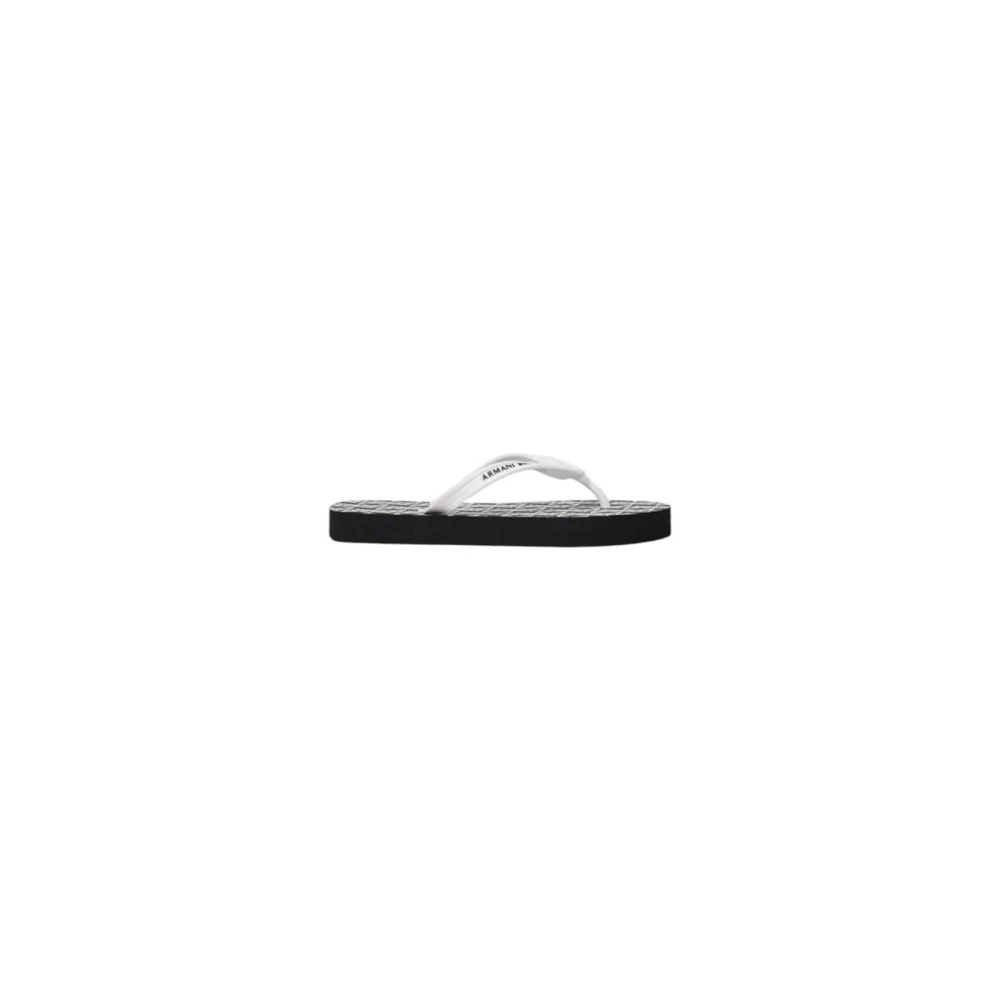 Armani Exchange Women's White Schwarze & Weiße Gummi Flip-Flops