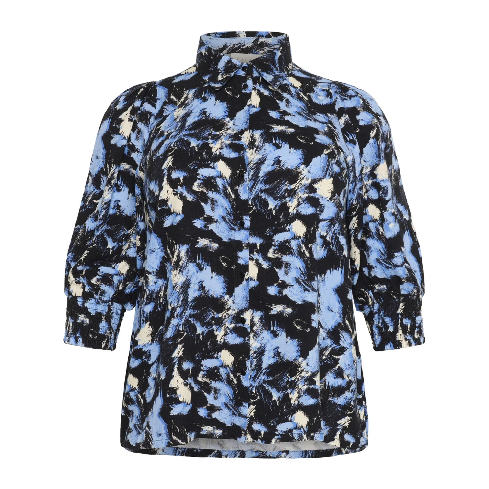 Kaffe Curve Grafische Strepen Shirt met 3 4 Mouwen Multicolor Dames