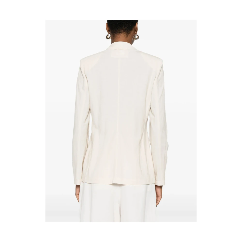 Harris Wharf London Beige Double-Breasted Jas met Zakken Beige Dames