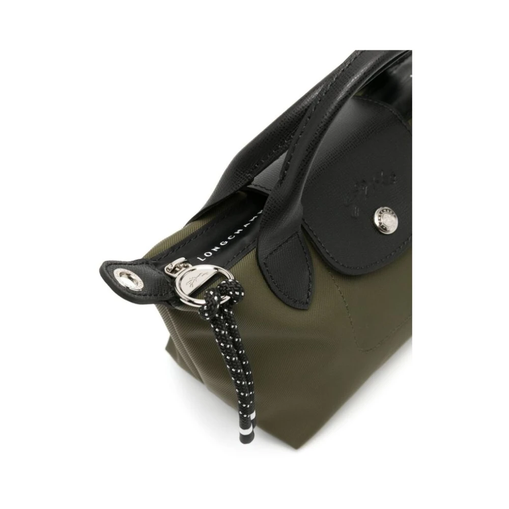 Longchamp Khaki Canvas Schoudertas met Logo Green Dames