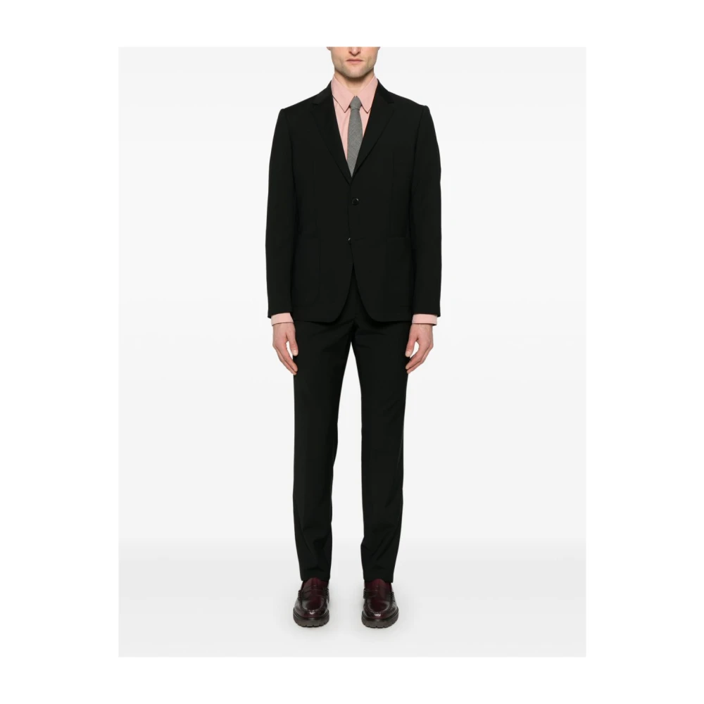 Ermenegildo Zegna Zwarte Jurk met Voorknoop en Achteruitgangen Black Heren