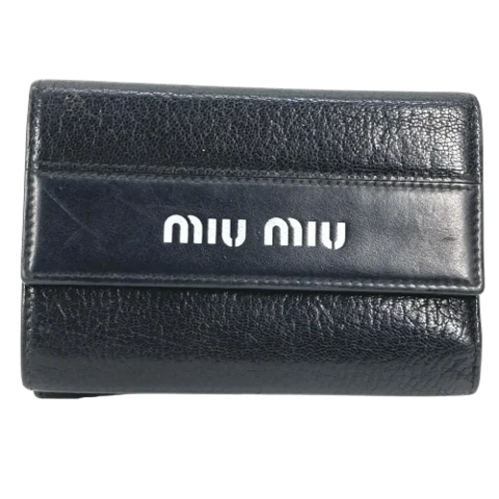 Miu Pre-owned Leather wallets Black Dames