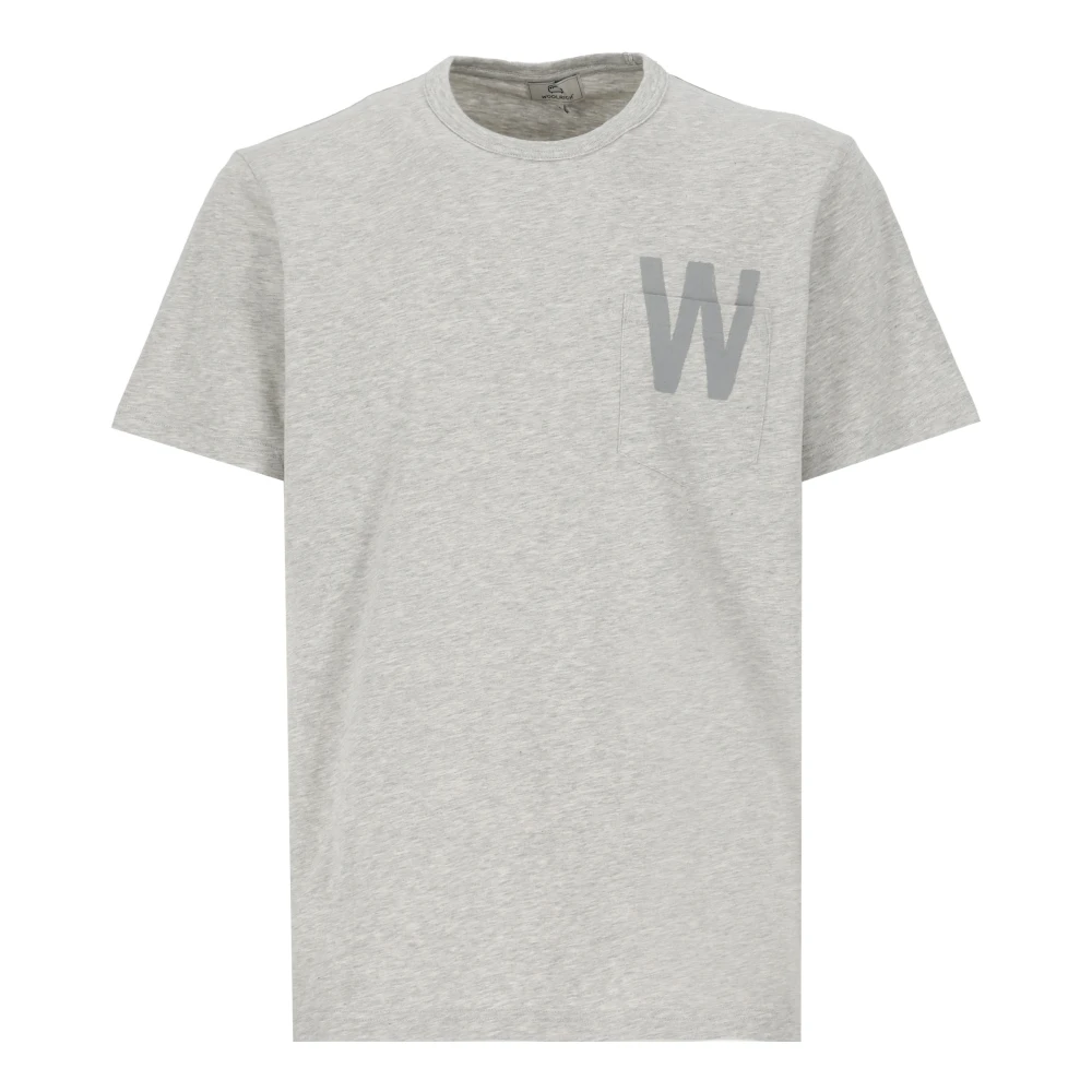 Woolrich Grijze Katoenen T-shirt met Borstzak Gray Heren