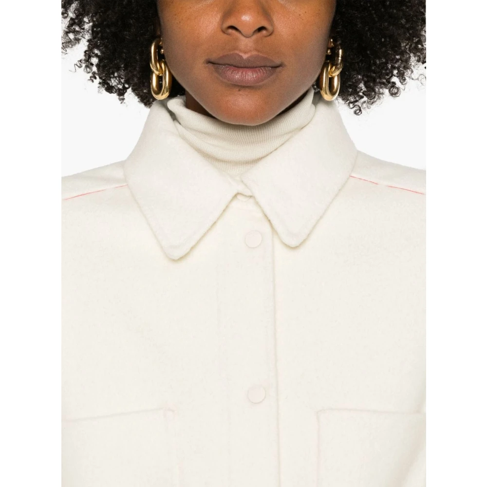 Paltò Witte Wol Midi Jas White Dames