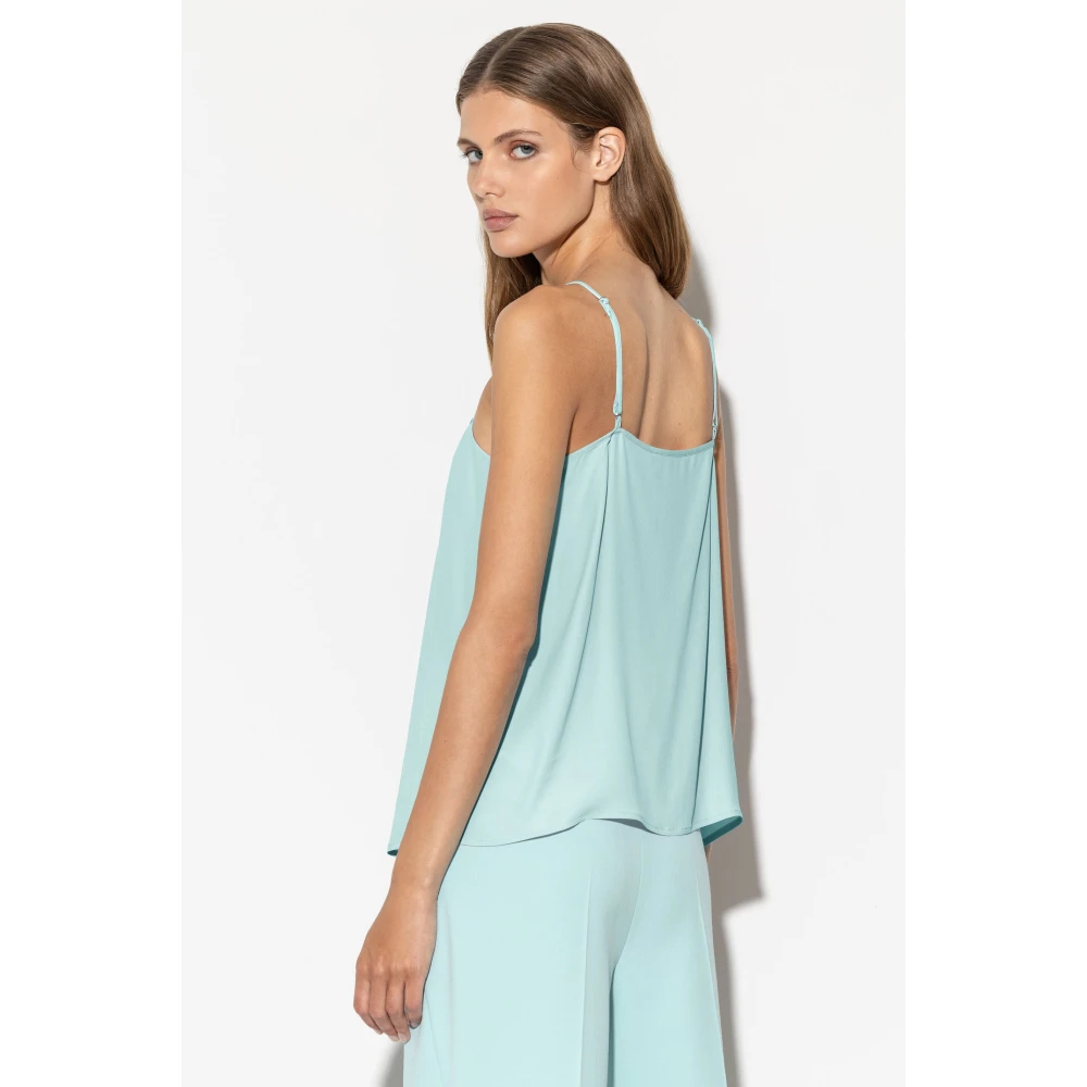 LUISA CERANO Camisole Top van Zijde-Mix met Fonkelende Strassstenen Green Dames