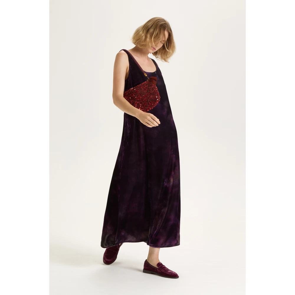 Maliparmi Fluweel Tie&Dye Petticoat Jurk Blue Dames