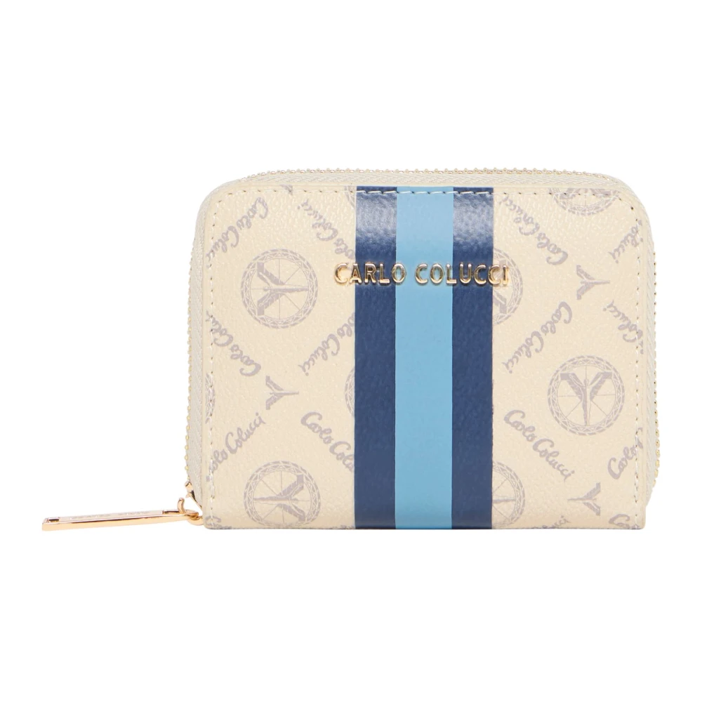 Carlo Colucci Women's Beige Wallets & Cardholders, One Size, Small Wallet With Contrasting Stripes