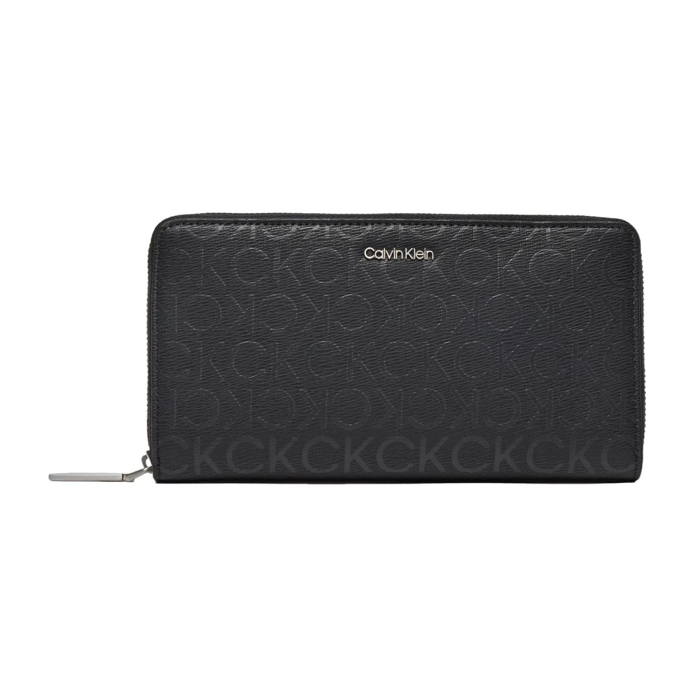 Calvin Klein Zwarte Rits Portemonnee Dames Lente Zomer Black Dames