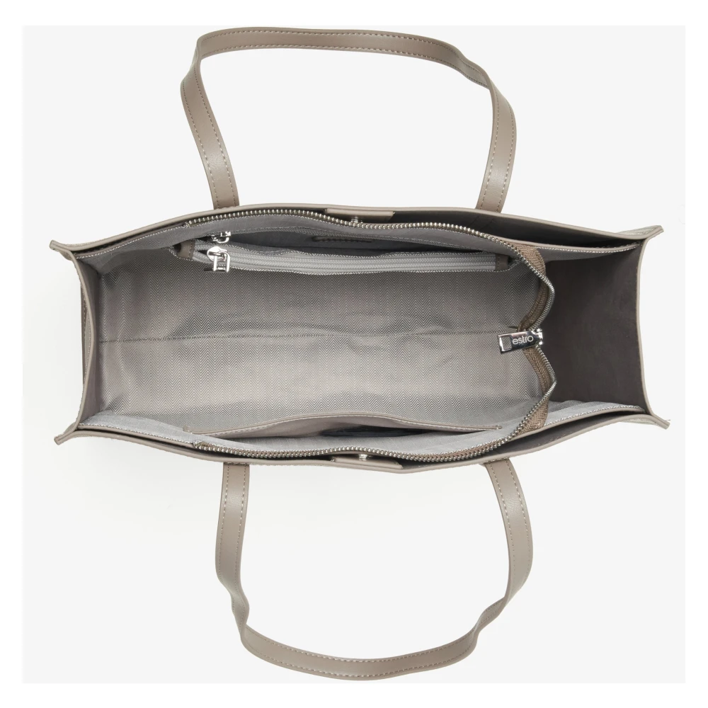 Estro Dames Grijze Leren Shopper Tas Er00115664 Gray Dames