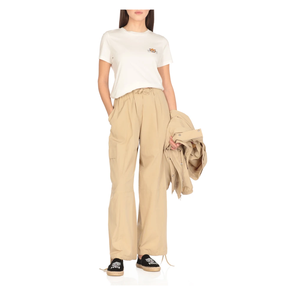 Kenzo Wit Katoenen T-shirt met Bedrukt Logo White Dames